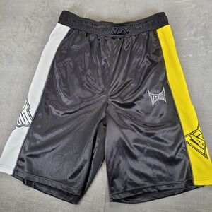 Tapout Mens MMA Training Shorts Black Yellow White Shiny Athletic Large L